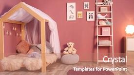  Presentation with children - Audience pleasing PPT layouts consisting of sleeping arangements - comfortable bed in modern children backdrop and a coral colored foreground