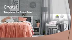  Presentation with bed - Presentation theme consisting of sleeping arangements - comfortable soft bed with pillows background and a  colored foreground