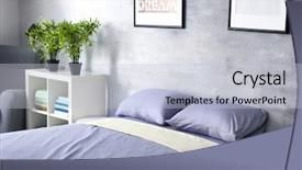  Presentation with room interior design - Presentation theme enhanced with sleeping arangements - cozy room interior with comfortable background and a  colored foreground