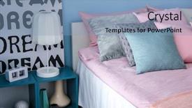  Presentation with escape room - PPT theme with sleeping arangements - elegant room interior with comfortable background and a  colored foreground