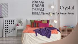  Presentation with room interior design - Beautiful PPT theme featuring sleeping arangements - elegant room interior with comfortable backdrop and a  colored foreground