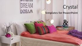  Presentation with escape room - Slide set with sleeping arangements - elegant room interior with comfortable background and a  colored foreground