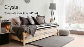  Presentation with kids room children smile - Slides consisting of sleeping arangements - interior of beautiful children room background and a  colored foreground