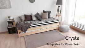  Presentation with kids room children smile - Beautiful presentation theme featuring sleeping arangements - interior of beautiful children room backdrop and a soft green colored foreground