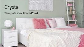  Presentation with light - Slides consisting of sleeping arangements - light room interior with bed background and a  colored foreground