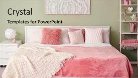  Presentation with light - Audience pleasing PPT theme consisting of sleeping arangements - light room interior with bed backdrop and a  colored foreground