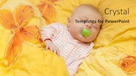  Presentation with baby sleeping - Slide deck featuring teatet - sleeping baby girl in big background and a yellow colored foreground