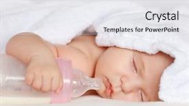  Presentation with baby sleeping - Colorful PPT theme enhanced with sleeping baby girl backdrop and a white colored foreground