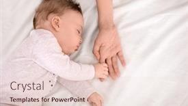  Presentation with sleeping baby - Slide deck enhanced with sleeping baby holding mother's hand on bed background and a lemonade colored foreground
