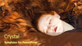  Presentation with sleeping beauty - PPT theme enhanced with sleeping beauty caucasian girl with long red hair lying on colored autumn leaves in the forest background and a tawny brown colored foreground