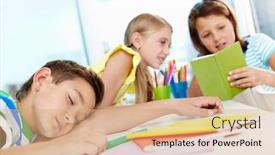  Presentation with sleeping - PPT theme enhanced with sleeping-boy-on-background background and a coral colored foreground