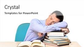  Presentation with sleeping - Cool new presentation design with sleeping businessman and books isolated backdrop and a  colored foreground