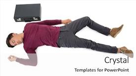  Presentation with sleeping - PPT theme having sleeping by briefcase on white background and a white colored foreground