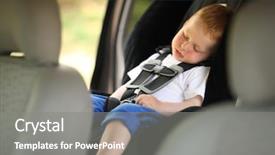  Presentation with car seat - Cool new PPT theme with sleeping in child car seat backdrop and a gray colored foreground