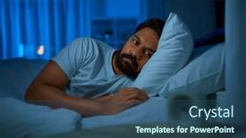  Presentation with insomnia - PPT theme with sleeping-insomnia-and-people-concept background and a ocean colored foreground