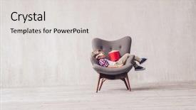  Presentation with cinema history - Colorful theme enhanced with sleeping little boy with popcorn backdrop and a light gray colored foreground