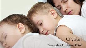  Presentation with love mother - Presentation having sleeping mother and cute child in family love life background and a coral colored foreground