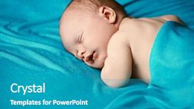  Presentation with baby sleeping - Amazing PPT theme having sleeping newborn baby baby care backdrop and a teal colored foreground