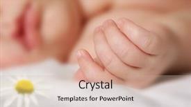  Presentation with sleeping baby - Amazing presentation design having sleeping newborn baby focus on the hand backdrop and a soft green colored foreground