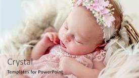  Presentation with baby sleeping - PPT theme with sleeping-newborn-baby-girl background and a coral colored foreground