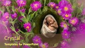  Presentation with baby sleeping - Audience pleasing PPT theme consisting of sleeping-newborn-baby-in-pink backdrop and a tawny brown colored foreground