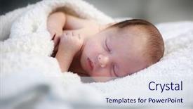  Presentation with new baby - Slides having sleeping newborn baby under soft background and a sky blue colored foreground