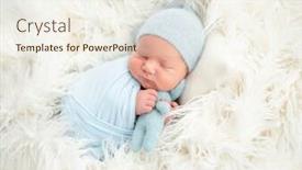  Presentation with newborn - Presentation consisting of sleeping-newborn-in-knitted-hat background and a sky blue colored foreground