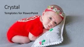  Presentation with christmas baby jesus sleeping - PPT theme with sleeping on a new year background and a light gray colored foreground