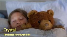  Presentation with hospital bed - PPT theme featuring sleeping on bed with teddy background and a  colored foreground