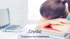  Presentation with education - Presentation design with sleeping on stock of books background and a sky blue colored foreground