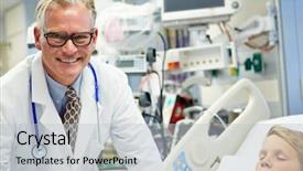  Presentation with emergency room - Cool new slide deck with sleeping patient in emergency room backdrop and a light gray colored foreground