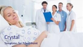  Presentation with sleeping - Audience pleasing slide set consisting of sleeping patient with doctors behind backdrop and a sky blue colored foreground