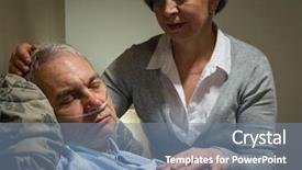  Presentation with caring - Cool new theme with sleeping senior male patient backdrop and a seafoam green colored foreground