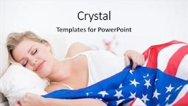 Presentation with being a single woman - Theme featuring sleeping with a us flag background and a sky blue colored foreground