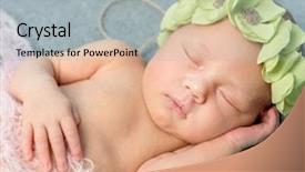  Presentation with baby sleeping - PPT layouts enhanced with sleeping with wreath on head background and a light gray colored foreground