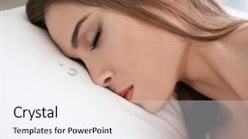  Presentation with eyelashes - Beautiful slide set featuring sleeping woman and artificial eyelashes backdrop and a sky blue colored foreground