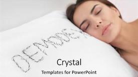  Presentation with sleeping - PPT theme consisting of sleeping woman and word demodex background and a white colored foreground