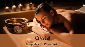  Presentation with sleeping beauty - PPT theme having sleeping woman in beauty spa background and a red colored foreground