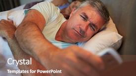  Presentation with insomnia - Audience pleasing slide deck consisting of sleepless - couple in bed with husband backdrop and a tawny brown colored foreground