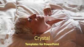  Presentation with elderly sleep - Presentation design having sleepless-middle-aged-woman-lying background and a tawny brown colored foreground