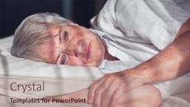  Presentation with elderly health - Slide set featuring sleepless-middle-aged-woman-lying background and a coral colored foreground