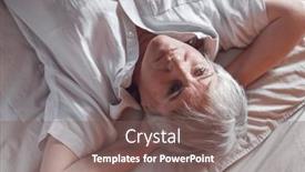  Presentation with elderly sleep - Slide set consisting of sleepless-middle-aged-woman-lying background and a violet colored foreground