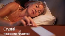  Presentation with being a single woman - PPT theme featuring sleepless senior woman in bed background and a tawny brown colored foreground