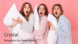  Presentation with photo - Colorful theme enhanced with sleepover - photo of girlfriends 20s backdrop and a lemonade colored foreground