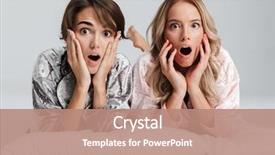  Presentation with little girls birthday - Colorful presentation theme enhanced with sleepover - two pretty surprised girls wearing backdrop and a coral colored foreground