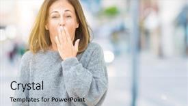  Presentation with sleepiness - Beautiful slide deck featuring sleepy - beautiful middle age woman wearing backdrop and a light gray colored foreground