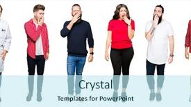  Presentation with isolated paw prints over white - Colorful PPT theme enhanced with sleepy - collage of people over white backdrop and a sky blue colored foreground