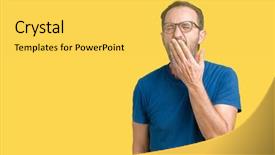  Presentation with sleepiness - PPT layouts featuring sleepy - handsome middle age hoary senior background and a yellow colored foreground