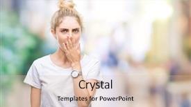  Presentation with sleepiness - Slides having sleepy - young beautiful blonde woman wearing background and a lemonade colored foreground