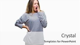  Presentation with sleepiness - Audience pleasing slide deck consisting of sleepy - young beautiful blonde woman wearing backdrop and a white colored foreground